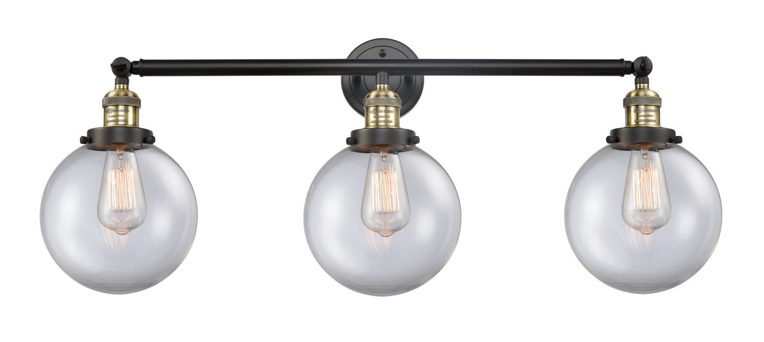Innovations 205-BAB-G202-8 Three Light Bath Vanity, Black Antique Brass