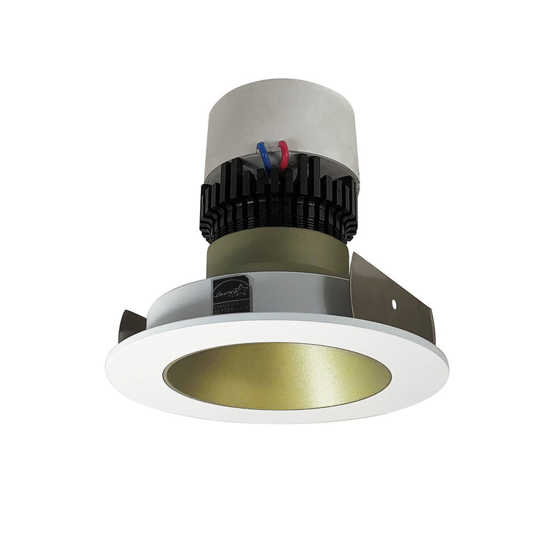 Nora Lighting NPR-4RNDC35XCHMPW Recessed, Champagne Haze Reflector / Matte Powder White Flange