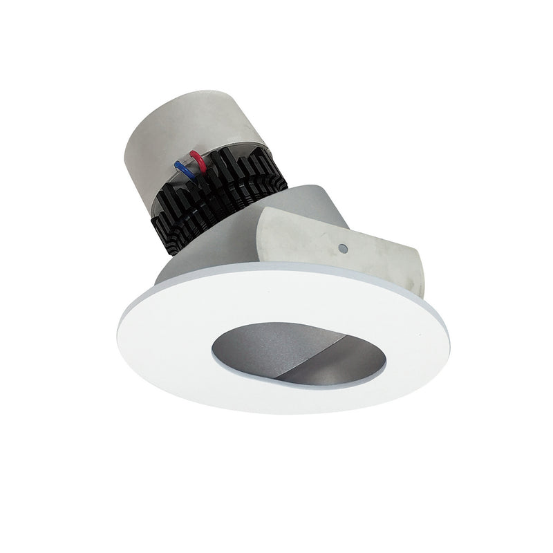Nora Lighting NPR-4RSL27XHZMPW Adjustable Trim, Haze Slot Aperture / Matte Powder White Flange