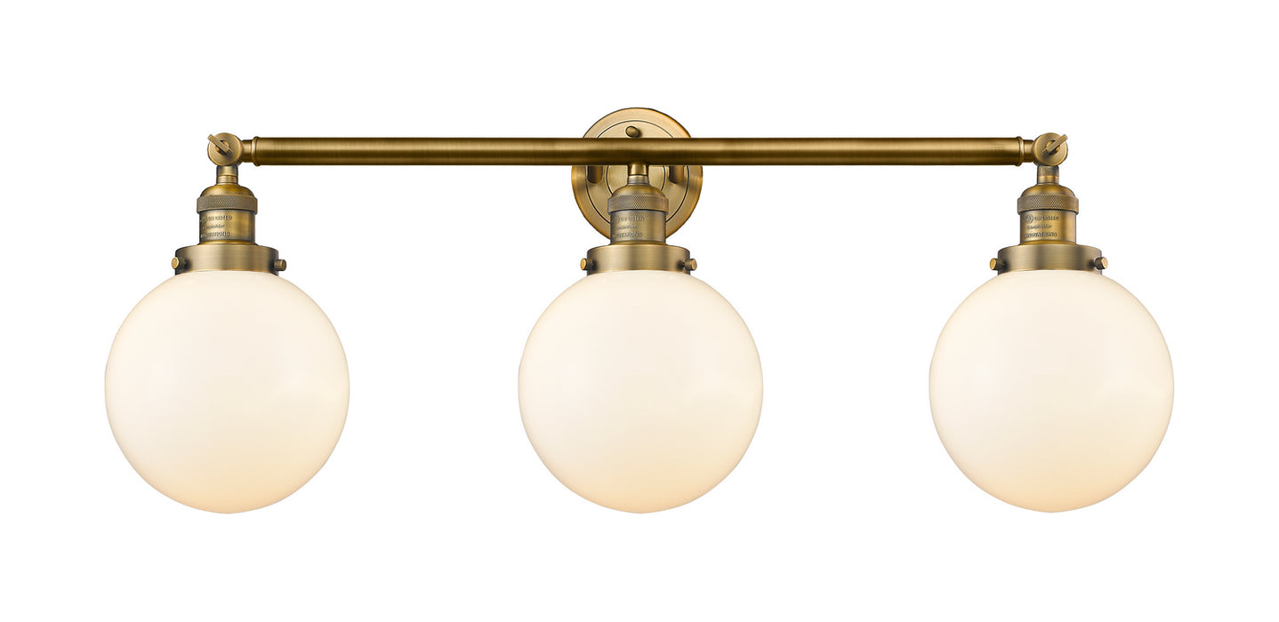 Innovations 205-BB-G201-8 Three Light Bath Vanity, Brushed Brass