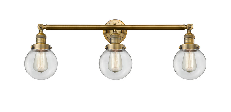 Innovations 205-BB-G202-6 Three Light Bath Vanity, Brushed Brass