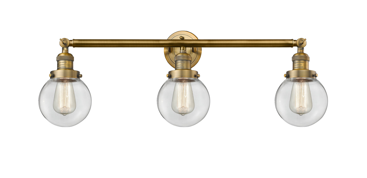 Innovations 205-BB-G202-6 Three Light Bath Vanity, Brushed Brass