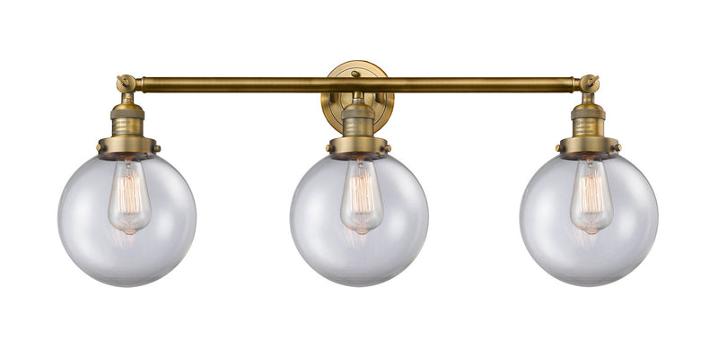 Innovations 205-BB-G202-8 Three Light Bath Vanity, Brushed Brass