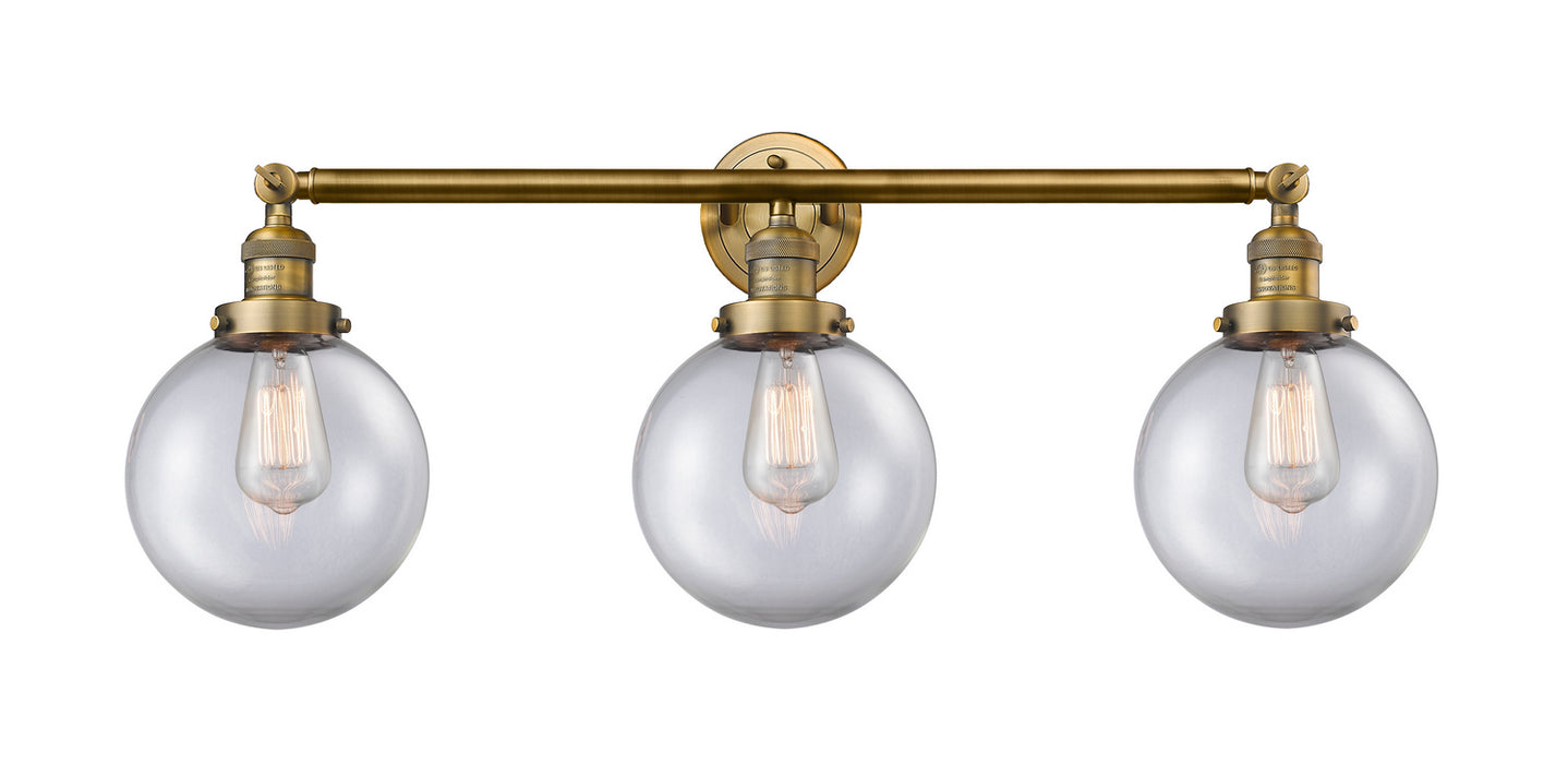 Innovations 205-BB-G202-8 Three Light Bath Vanity, Brushed Brass