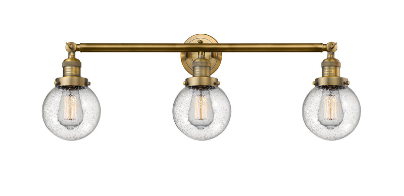 Innovations 205-BB-G204-6 Three Light Bath Vanity, Brushed Brass