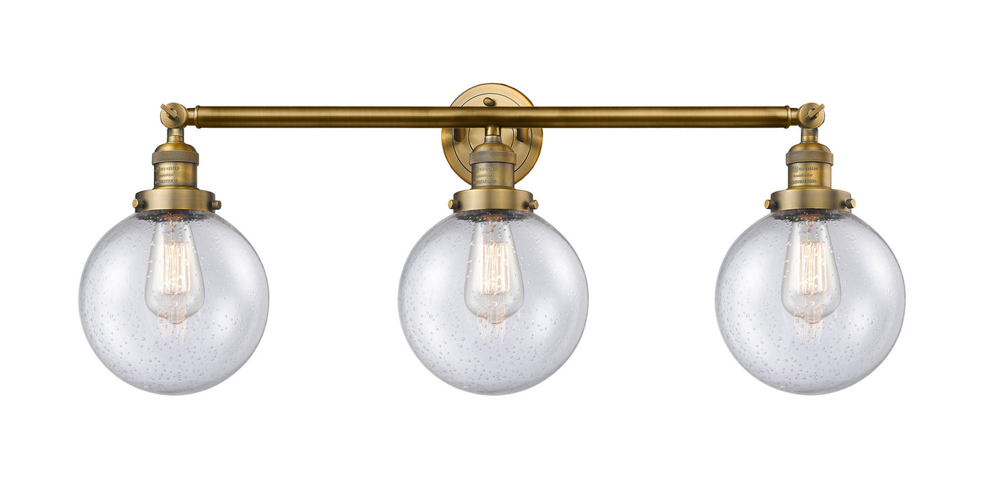 Innovations 205-BB-G204-8 Three Light Bath Vanity, Brushed Brass