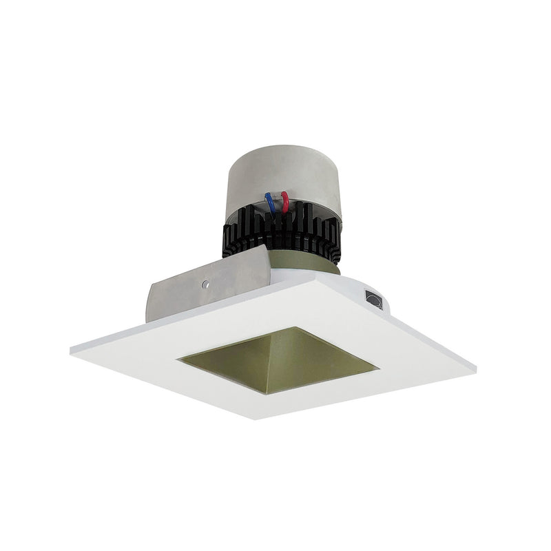 Nora Lighting NPR-4SNDSQ27XCHMPW Recessed, Champagne Haze Reflector / Matte Powder White Flange
