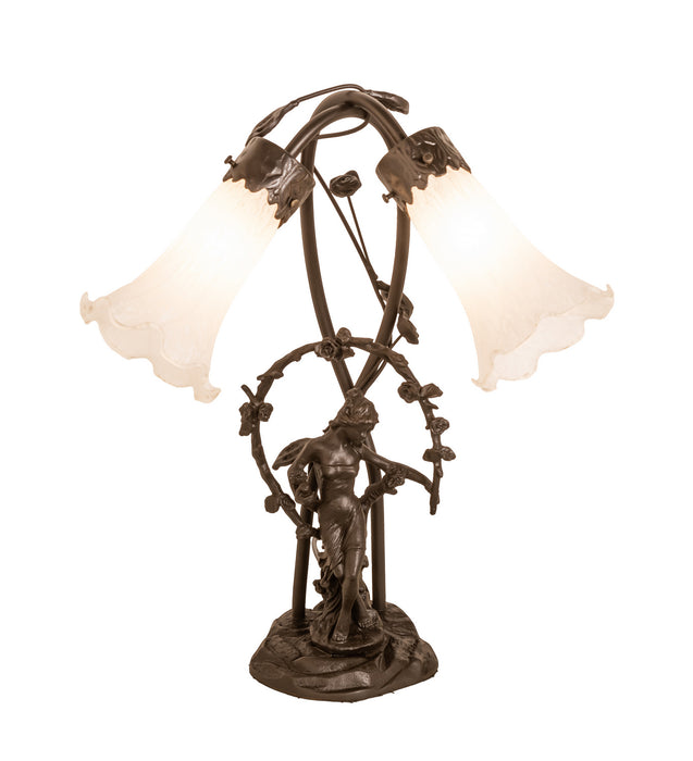 Meyda Tiffany 109504 Two Light Table Lamp, Mahogany Bronze