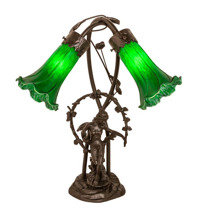 Meyda Tiffany 109514 Two Light Table Lamp, Mahogany Bronze