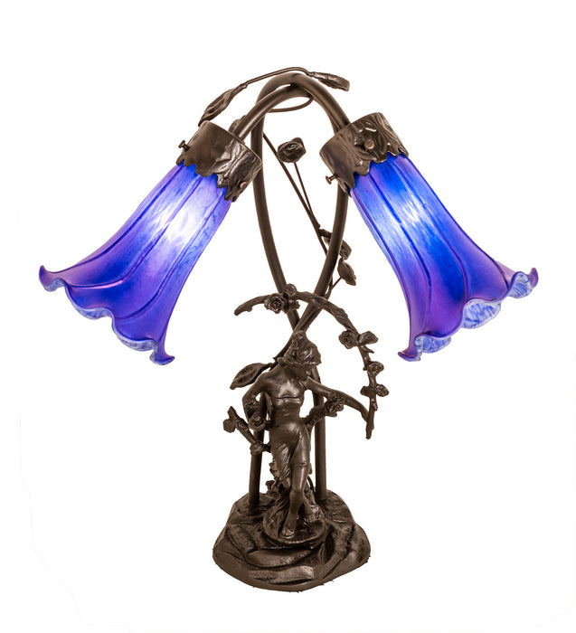 Meyda Tiffany 115880 Two Light Table Lamp, Mahogany Bronze