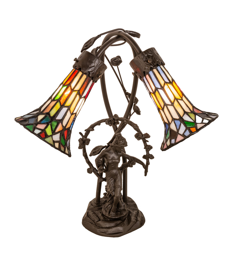 Meyda Tiffany 133659 Two Light Table Lamp, Mahogany Bronze