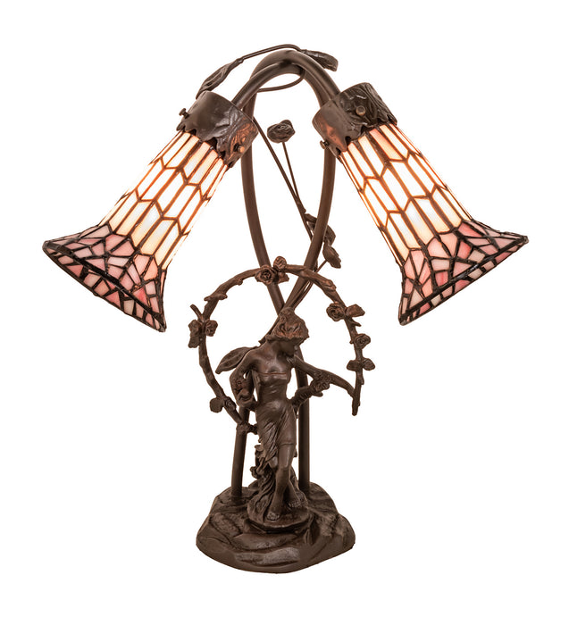 Meyda Tiffany 134637 Two Light Table Lamp, Mahogany Bronze