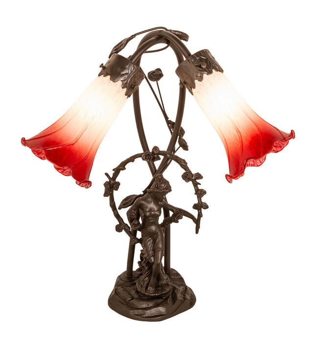 Meyda Tiffany 144697 Two Light Table Lamp, Mahogany Bronze