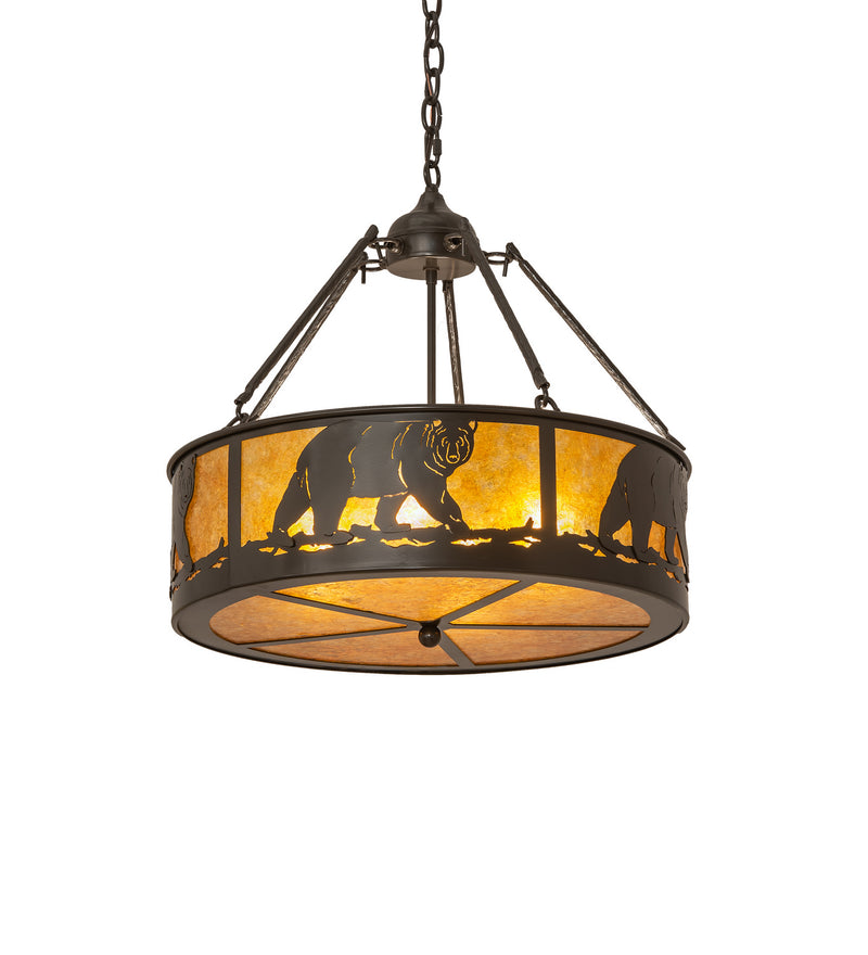 Meyda Tiffany 144859 Four Light Pendant, Timeless Bronze