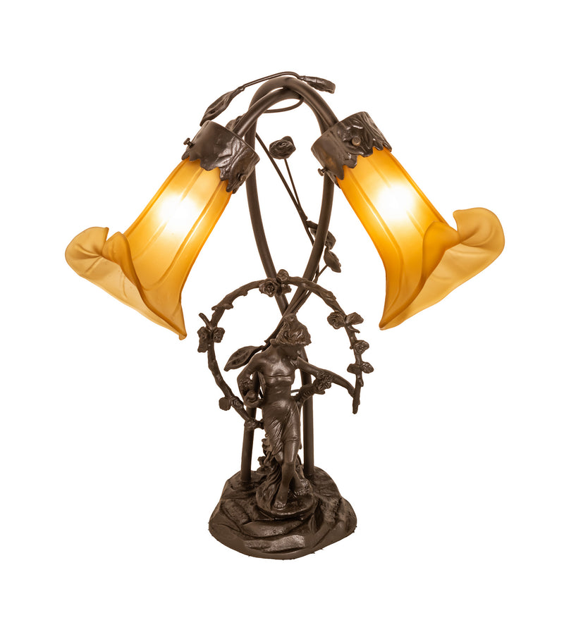 Meyda Tiffany 16362 Two Light Table Lamp, Mahogany Bronze