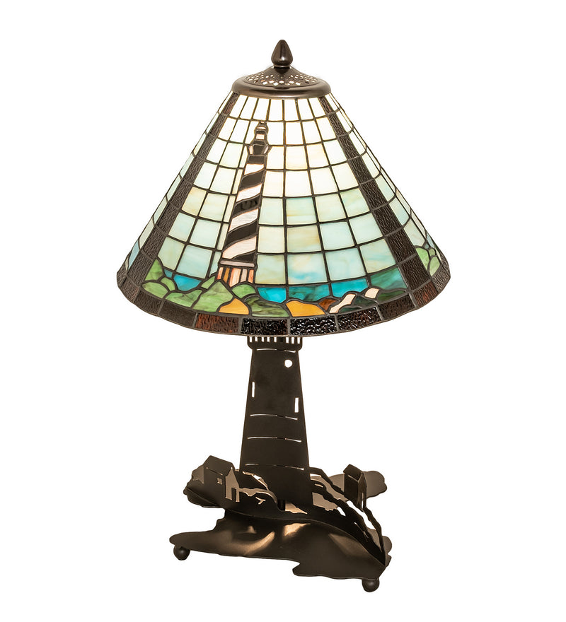 Meyda Tiffany 215491 Two Light Table Lamp, Black Metal