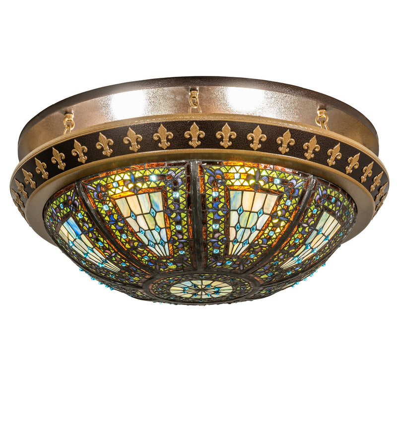 Meyda Tiffany 244486 Four Light Flushmount, Copper Vein And Antique Gold
