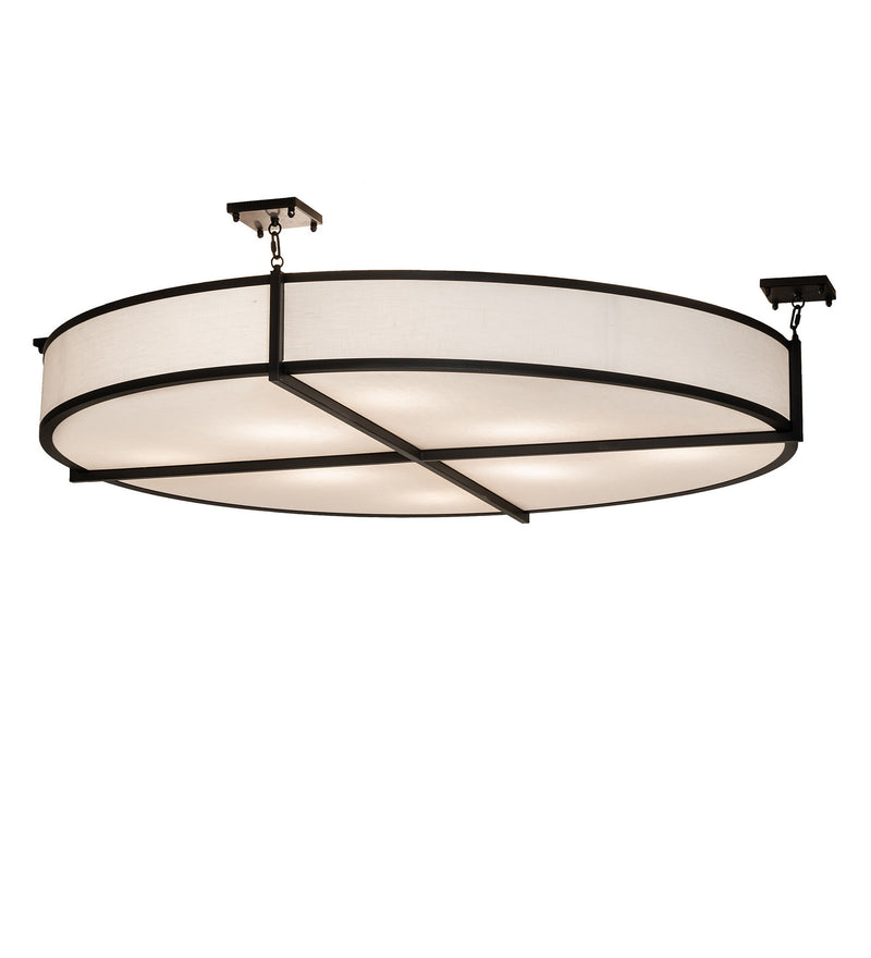 Meyda Tiffany 244734 Eight Light Semi-Flushmount, Black Satin Wrought Iron