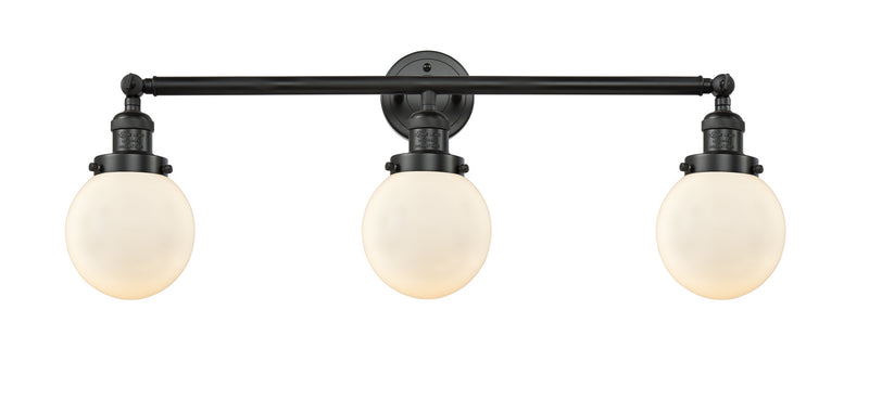 Innovations 205-BK-G201-6 Three Light Bath Vanity, Matte Black
