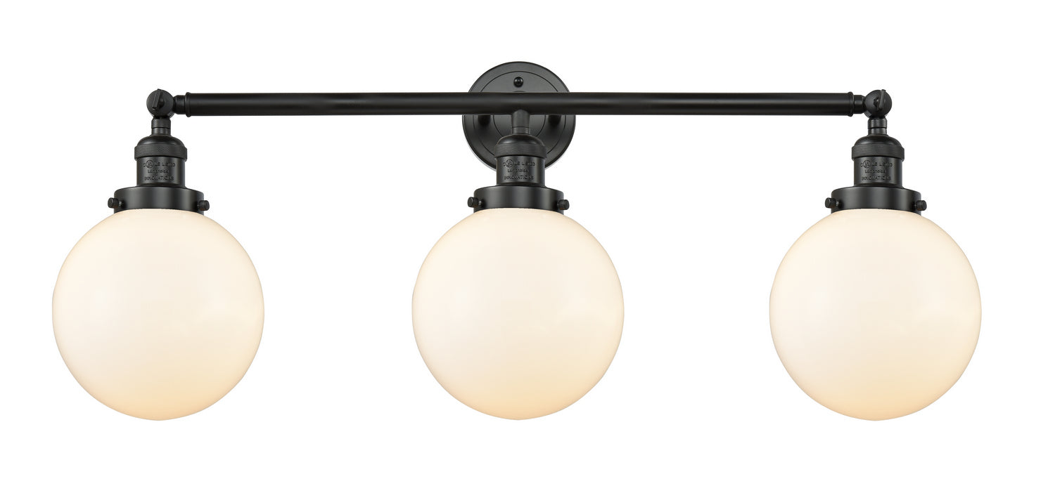 Innovations 205-BK-G201-8 Three Light Bath Vanity, Matte Black