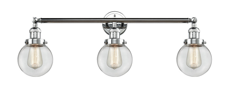 Innovations 205-PC-G202-6 Three Light Bath Vanity, Polished Chrome