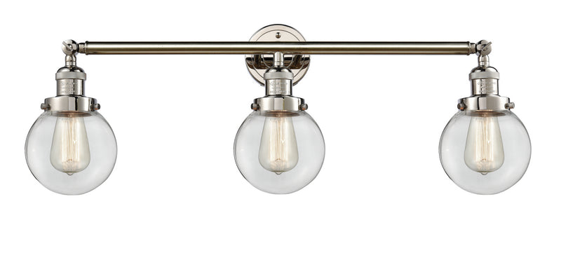 Innovations 205-PN-G202-6 Three Light Bath Vanity, Polished Nickel