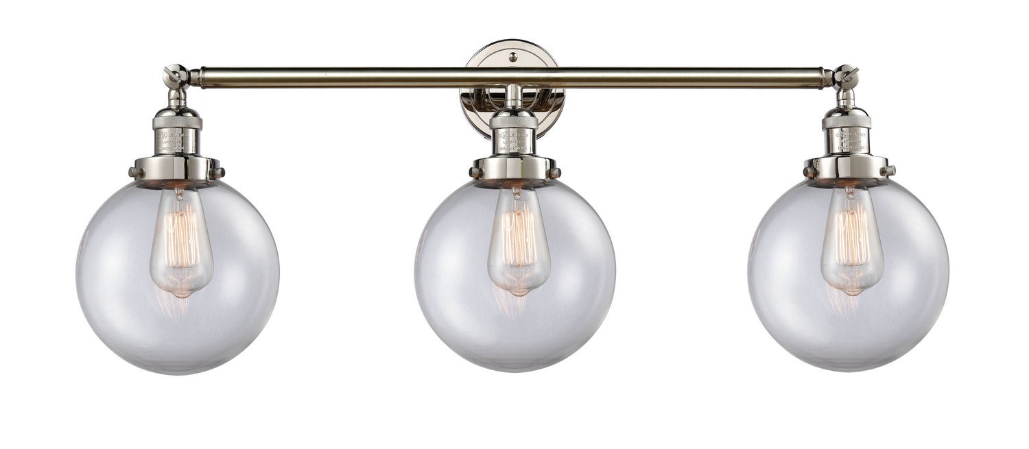 Innovations 205-PN-G202-8 Three Light Bath Vanity, Polished Nickel