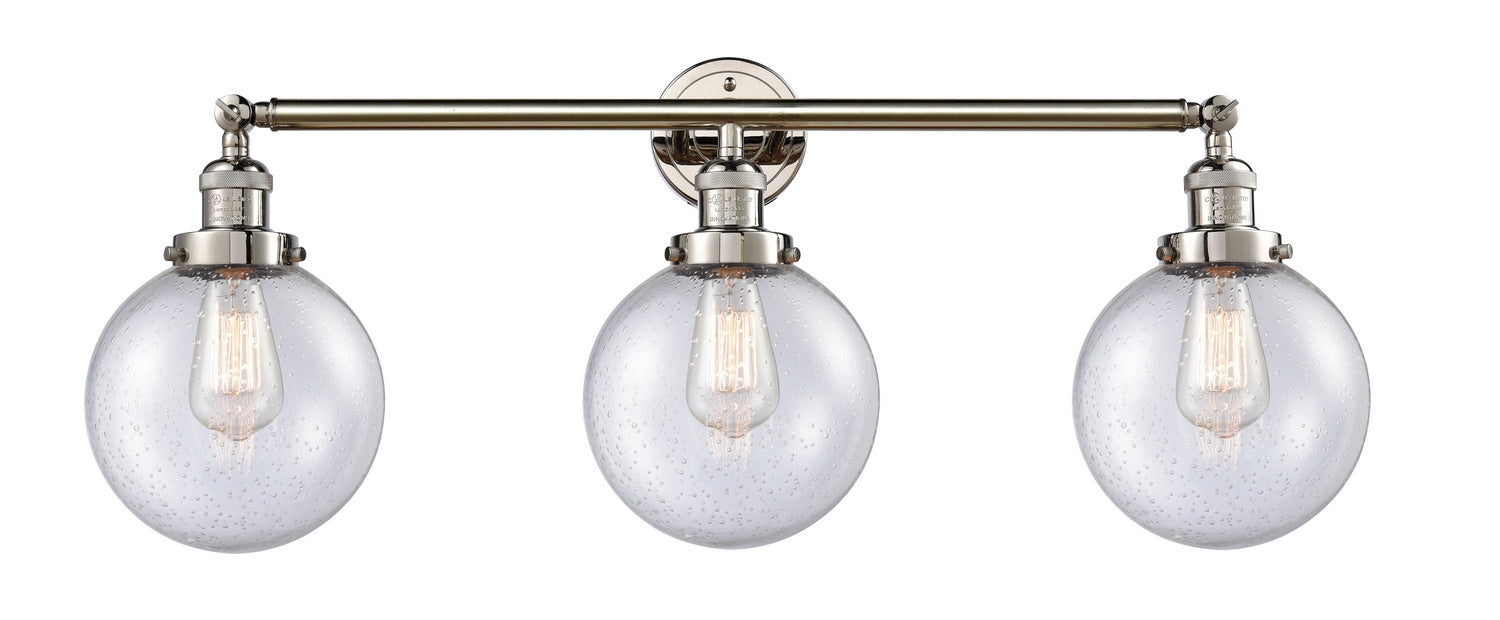 Innovations 205-PN-G204-8 Three Light Bath Vanity, Polished Nickel