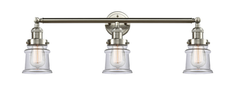 Innovations 205-SN-G182S Three Light Bath Vanity, Brushed Satin Nickel
