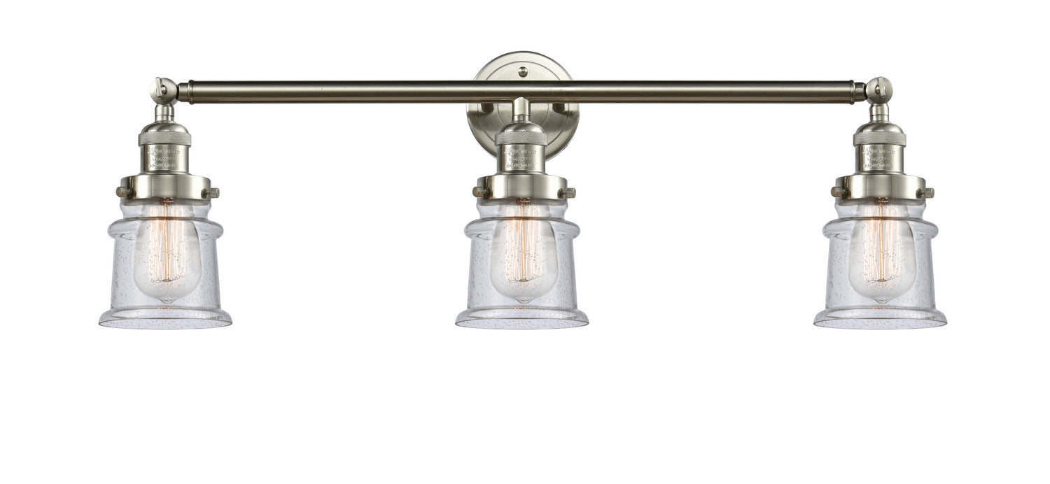 Innovations 205-SN-G184S Three Light Bath Vanity, Brushed Satin Nickel
