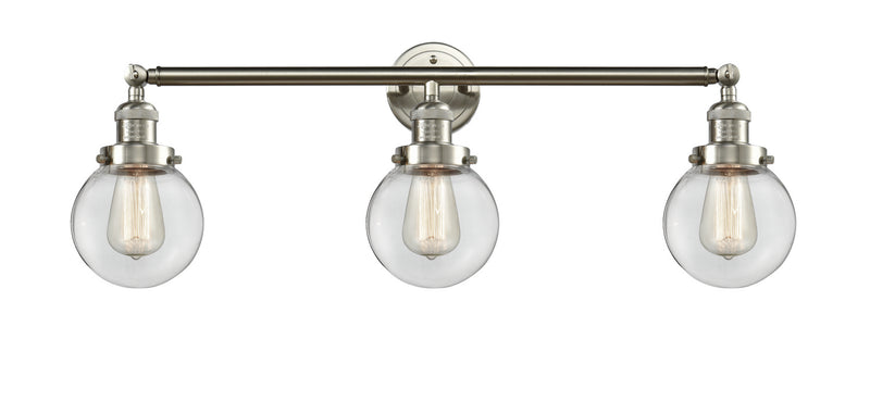 Innovations 205-SN-G202-6 Three Light Bath Vanity, Brushed Satin Nickel