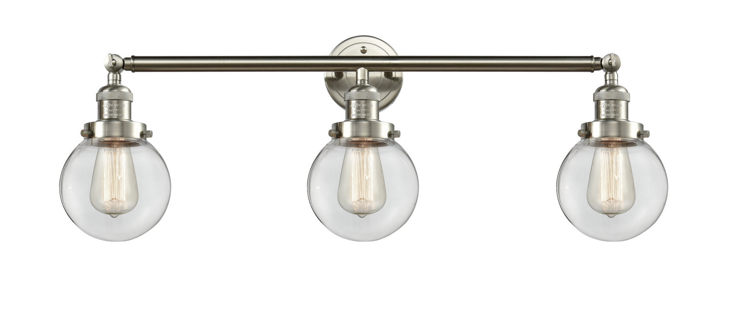 Innovations 205-SN-G202-6 Three Light Bath Vanity, Brushed Satin Nickel