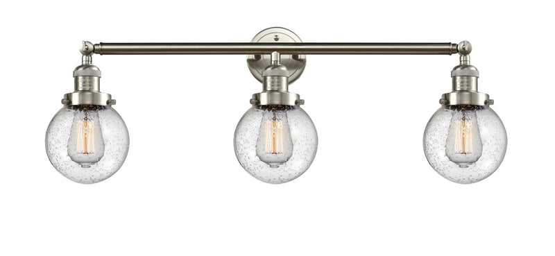 Innovations 205-SN-G204-6 Three Light Bath Vanity, Brushed Satin Nickel