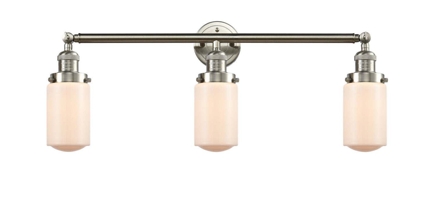 Innovations 205-SN-G311 Three Light Bath Vanity, Brushed Satin Nickel