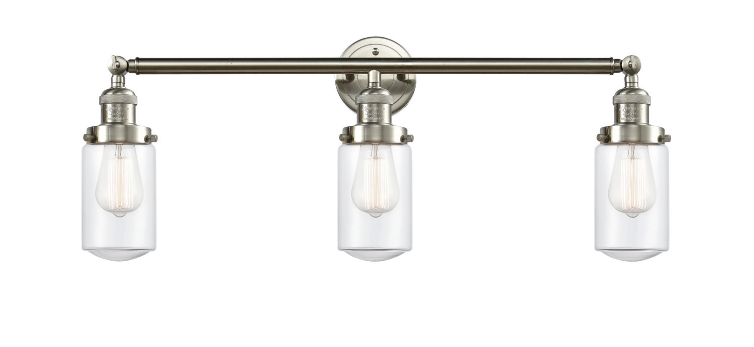 Innovations 205-SN-G312 Three Light Bath Vanity, Brushed Satin Nickel
