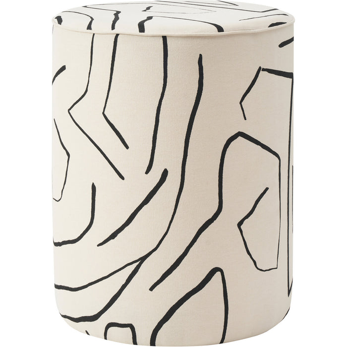 Renwil CHA087 Stool, Cream Base/ Black Lines