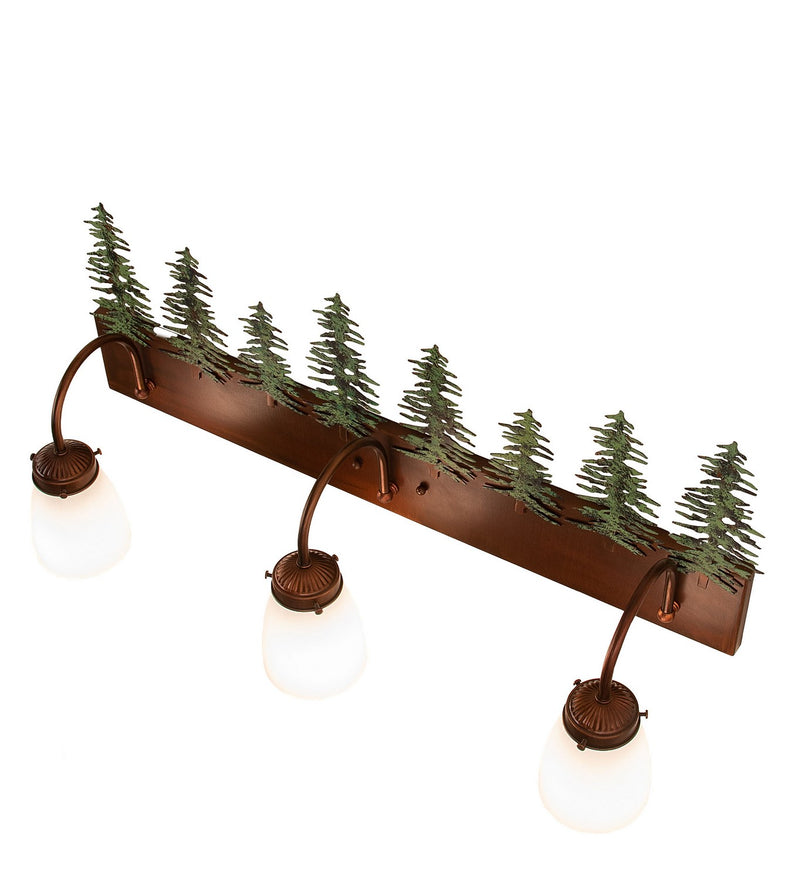 Meyda Tiffany 247392 Three Light Vanity, Vintage Copper/Green Trees