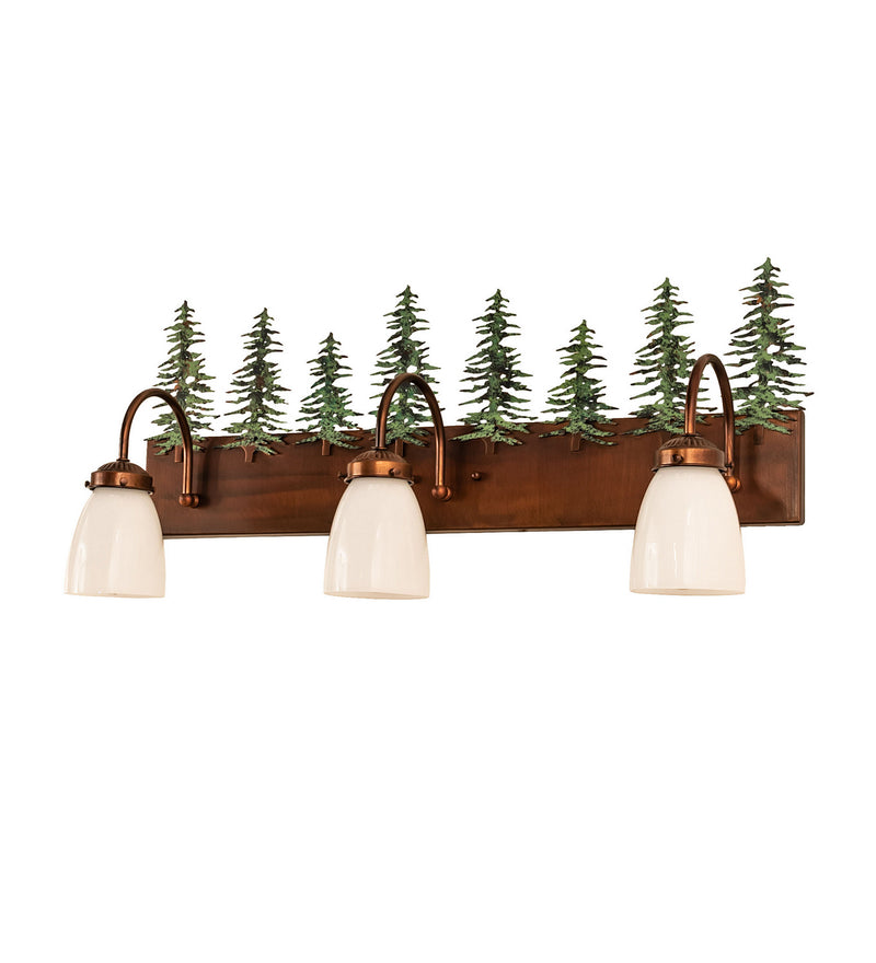 Meyda Tiffany 247392 Three Light Vanity, Vintage Copper/Green Trees