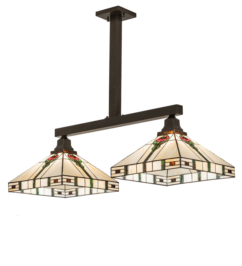 Meyda Tiffany 247409 Two Light Island Pendant, Craftsman Brown
