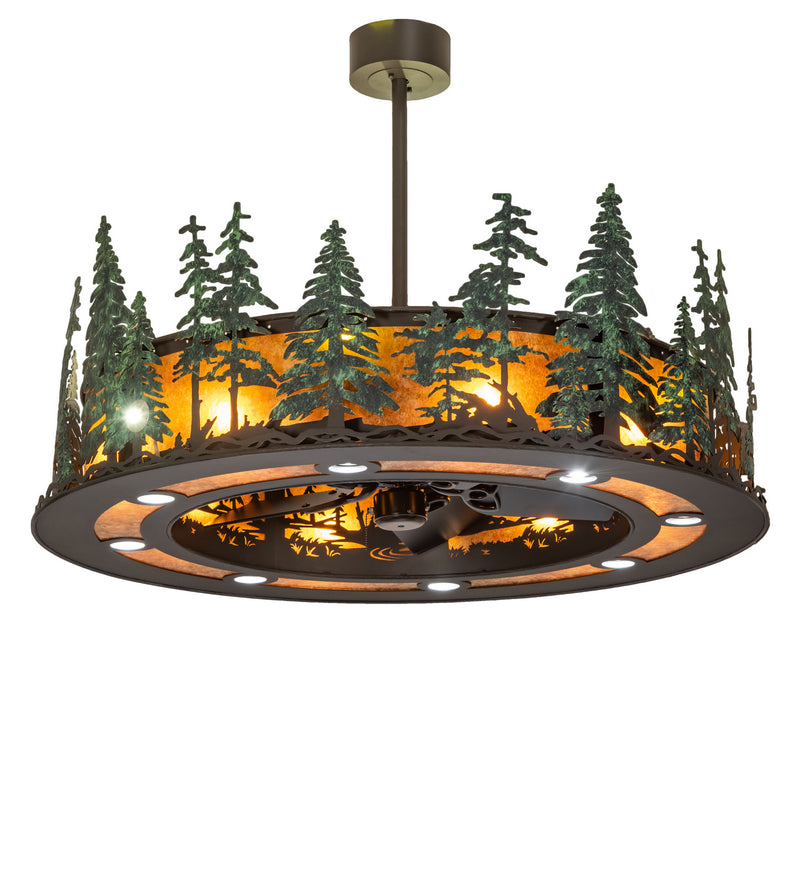 Meyda Tiffany 247515 20 Light Chandel-Air, Wrought Iron/Green Trees
