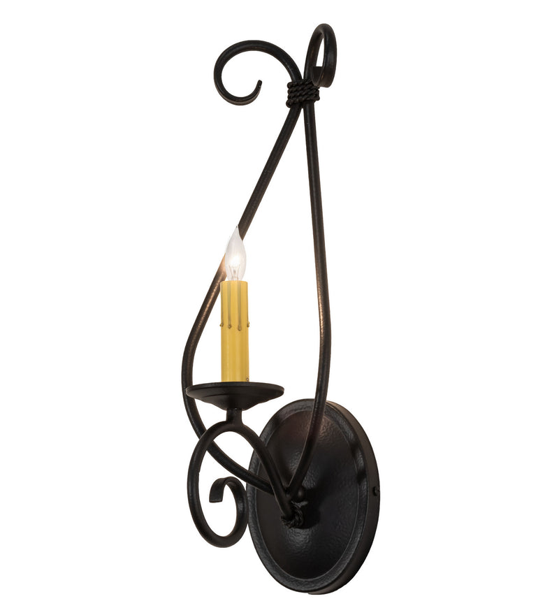 Meyda Tiffany 247883 One Light Wall Sconce, Black Satin Wrought Iron