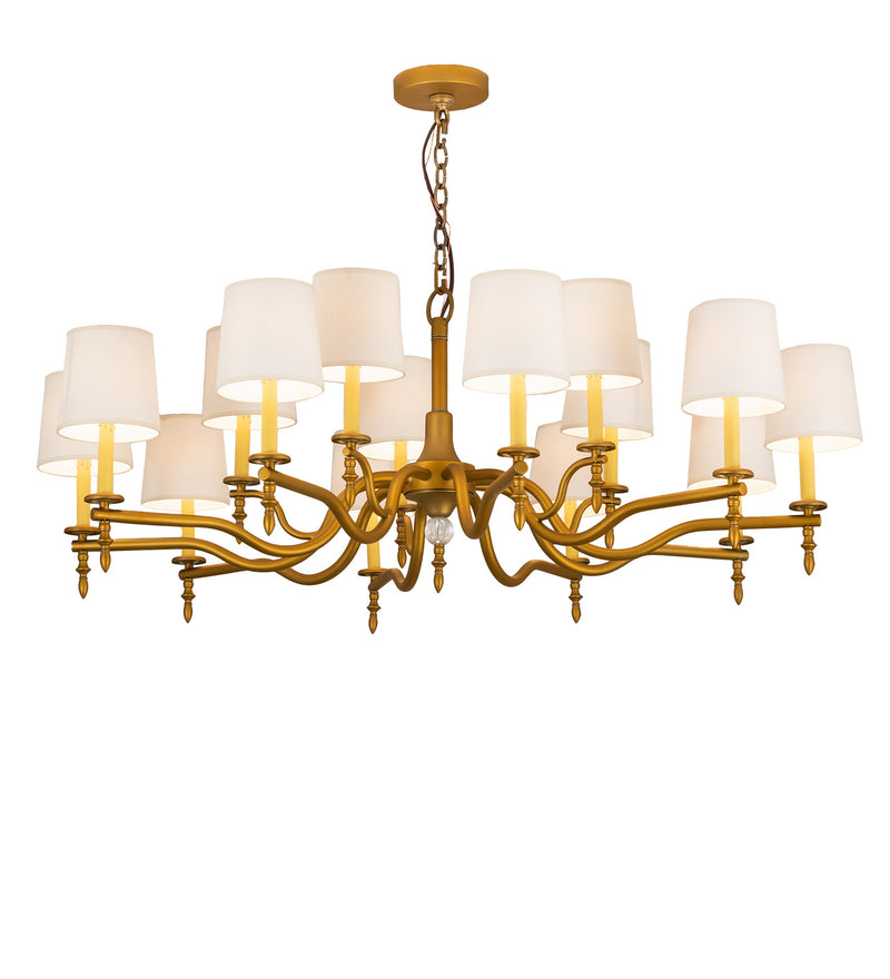Meyda Tiffany 249104 15 Light Chandelier, Matte Gold Over Chrome