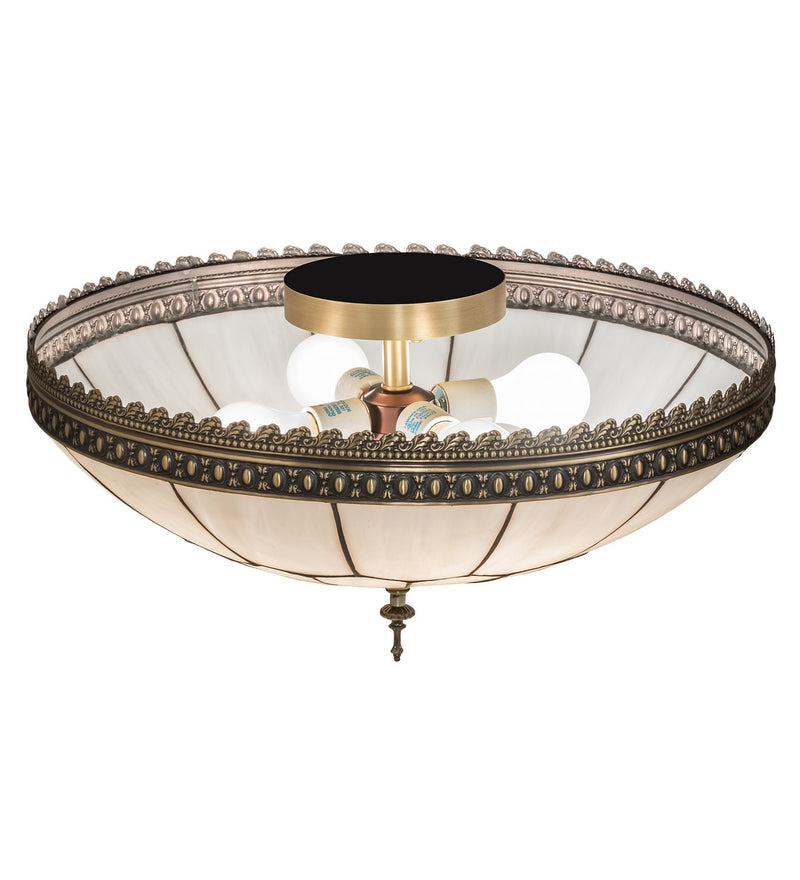 Meyda Tiffany 249858 Four Light Flushmount, Craftsman Brown Highlighted