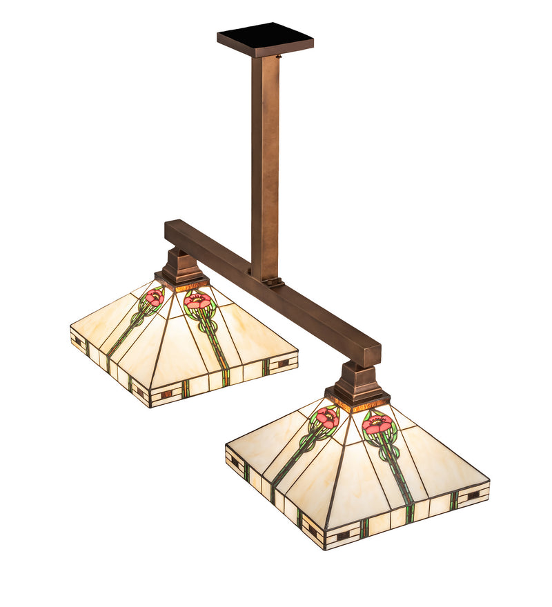 Meyda Tiffany 250066 Two Light Island Pendant, Craftsman Brown