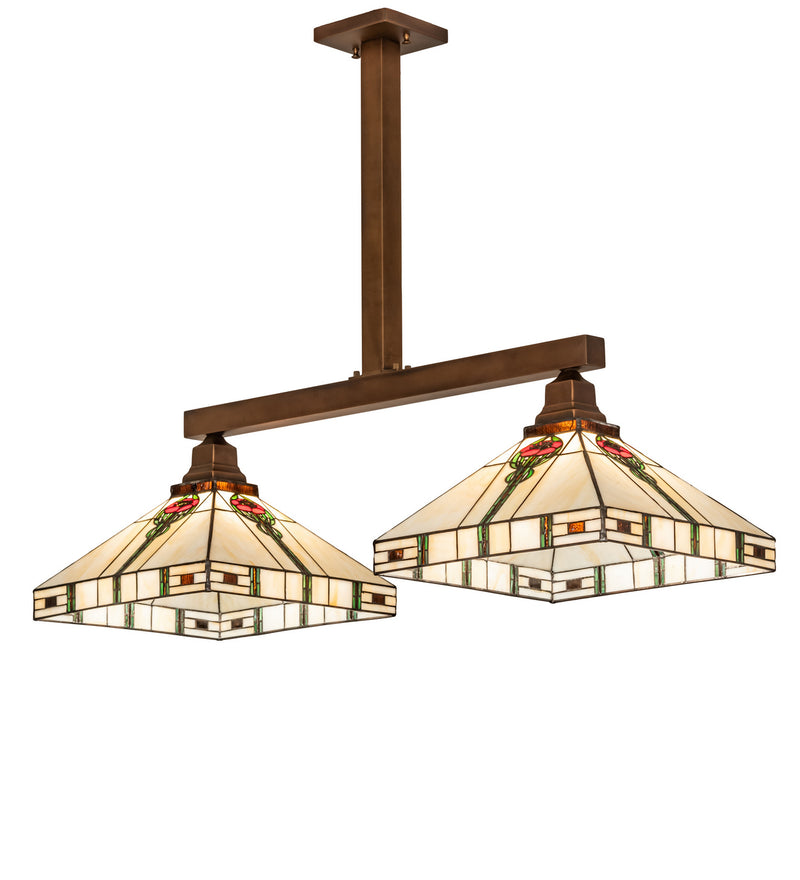 Meyda Tiffany 250066 Two Light Island Pendant, Craftsman Brown