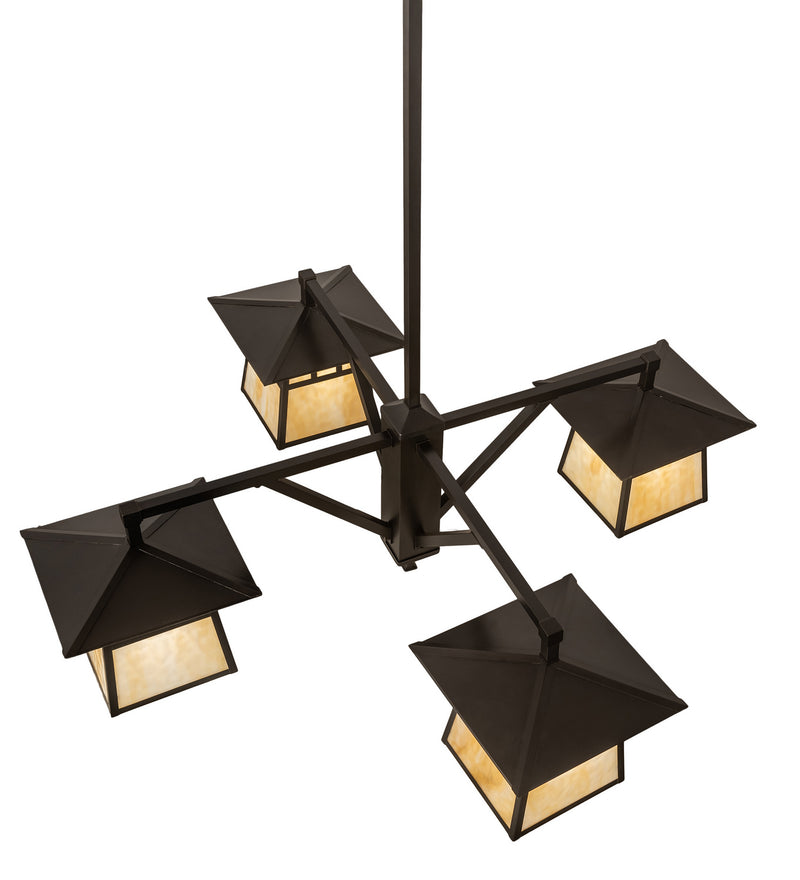 Meyda Tiffany 250681 Four Light Chandelier, Craftsman Brown