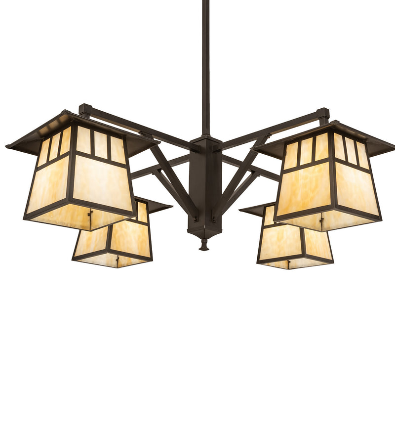Meyda Tiffany 250681 Four Light Chandelier, Craftsman Brown
