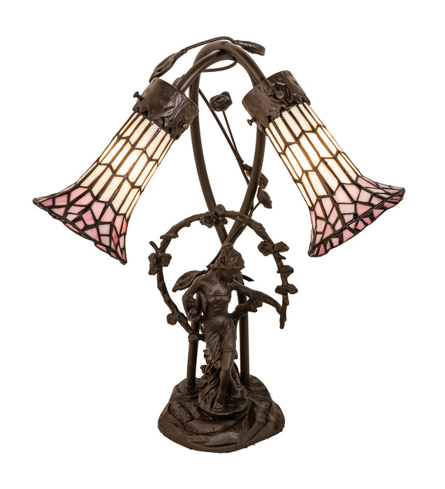 Meyda Tiffany 71641 Two Light Table Lamp, Mahogany Bronze