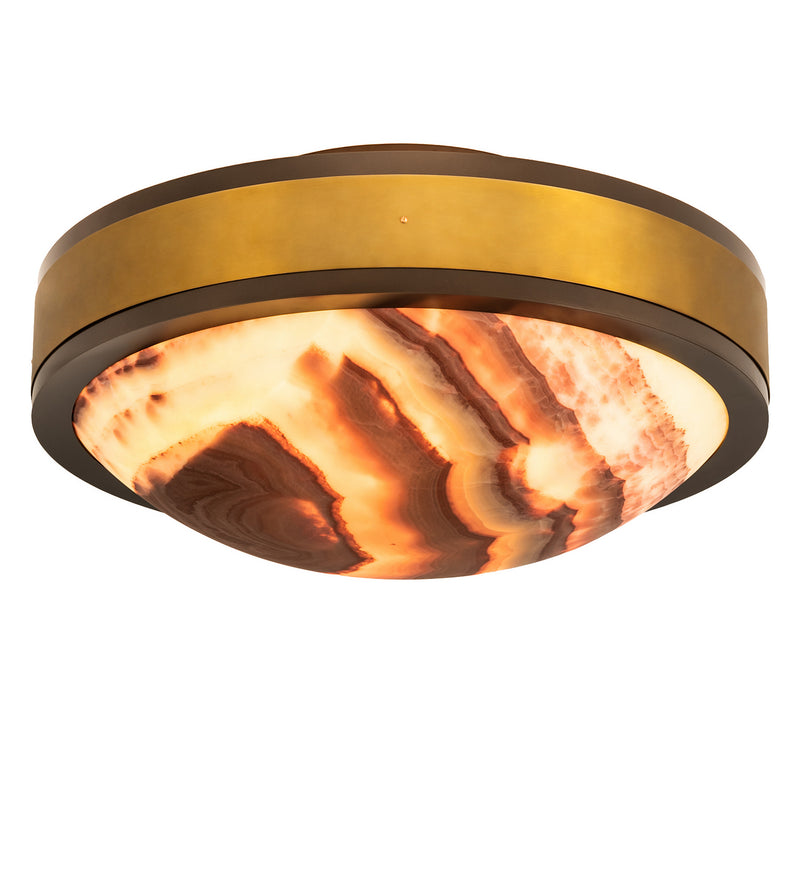 Meyda Tiffany 251445 Six Light Flushmount, Brown Bronze/Gold Matte/Matte White