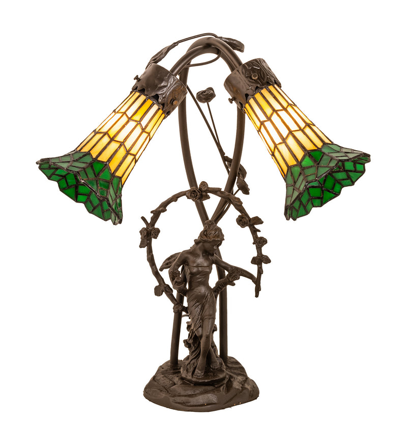 Meyda Tiffany 251675 Two Light Table Lamp, Mahogany Bronze